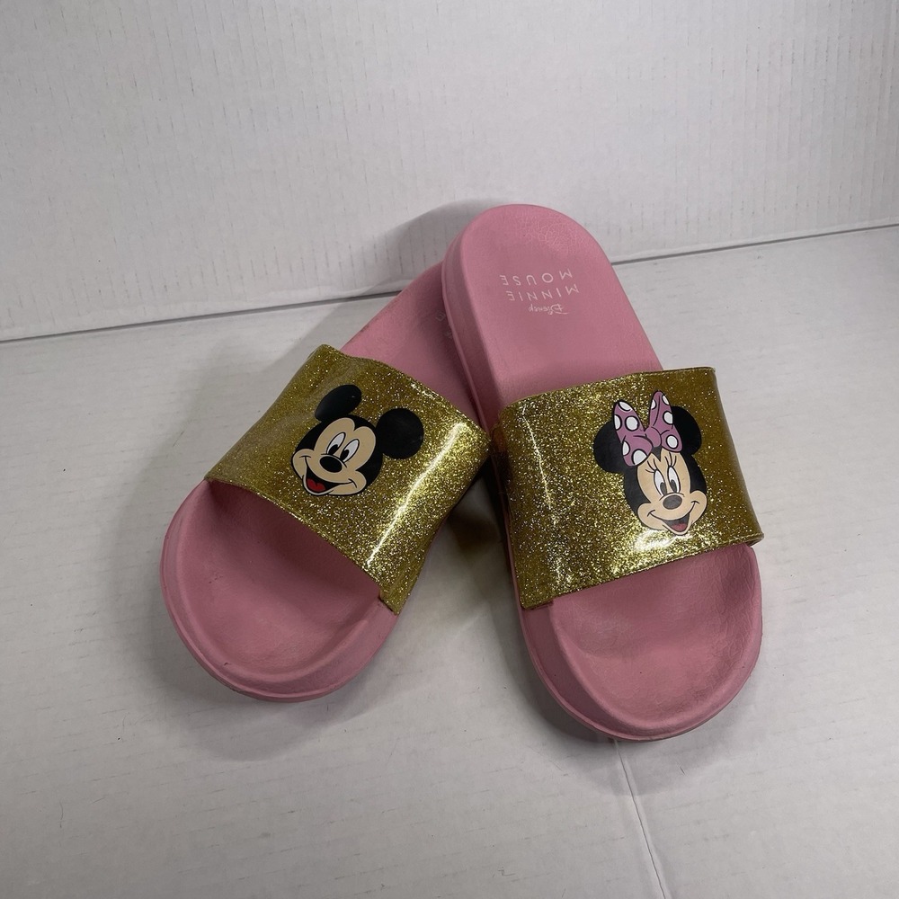 Disney Minnie Mouse Flip Flops Womens Slides Size 9 Pink Gold Minnie Mickey - Picture 3 of 8
